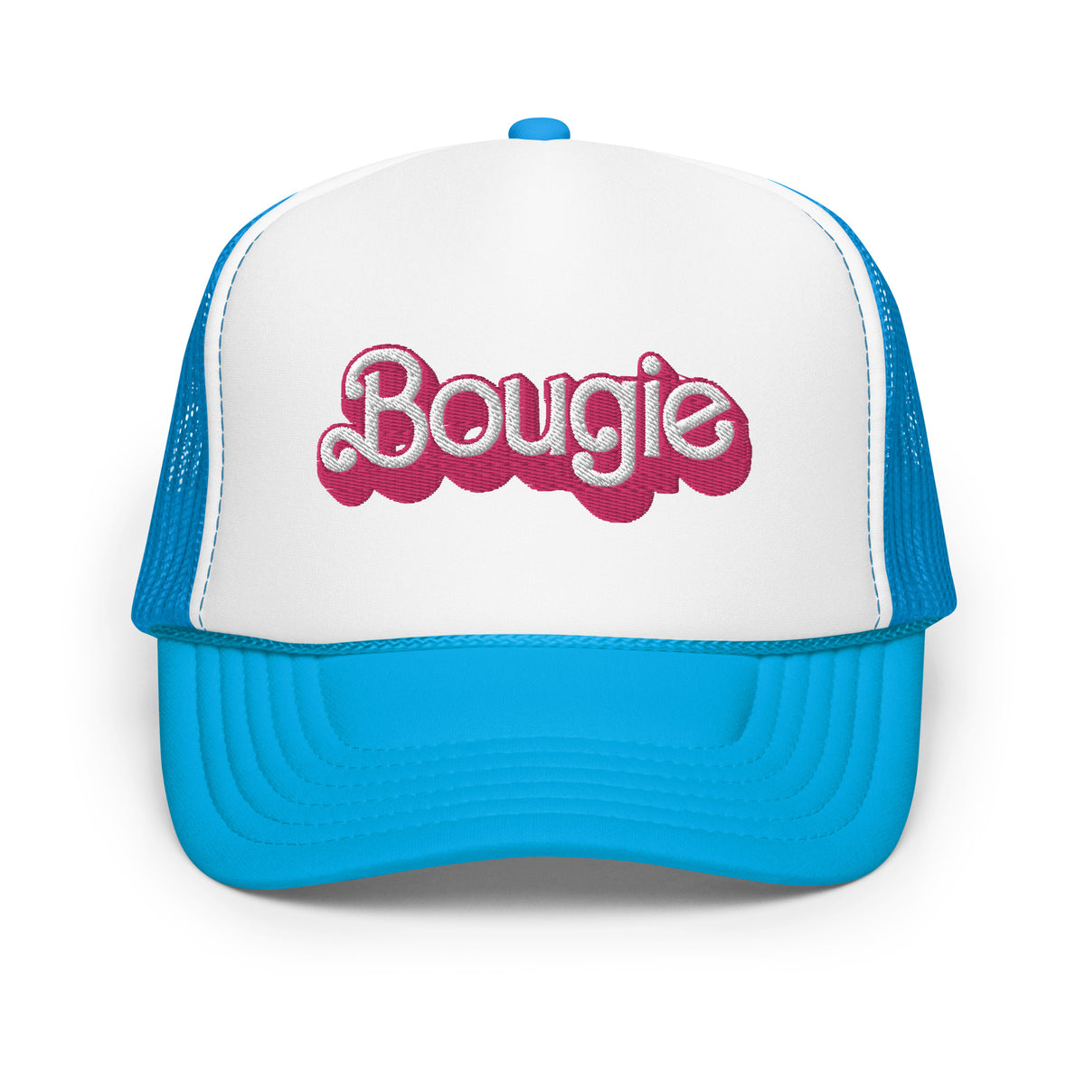 Sunshine truckers cap that is SnapBack with a bougie budge. RAINBOW FOAM TRUCKER HAT - BLACK – Sunshine State® main image 2